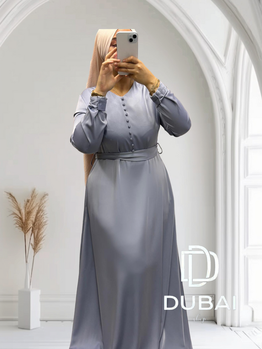 robe AYDA bleu satinée